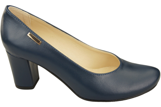 Dámské boty Classic Navy Blue Natural Leather Almond Nose pumps 201 ElitaBut