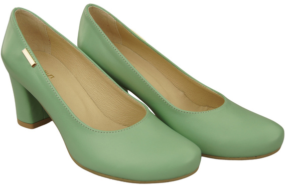 Obuv Classic Dámské mátové kožené lodičky Almond Nose 201 ElitaBut