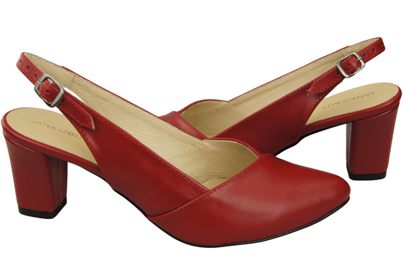 Dámská obuv Červené sandály na podpatku Přírodní kůže 217 ElitaBut