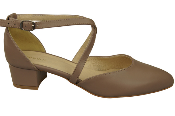 Dámské Sandály Kožené Cappuccino tmavé s Pásky na Nízkém Podpatku 223 ElitaBut