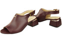 Dámská obuv Sandály Maroon gold buckle Natural leather 198 ElitaBut