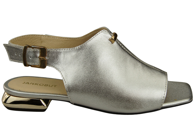 Pohodlná dámská obuv Stříbrné sandály Plochý zlatý podpatek Přírodní kůže 207 ElitaBut