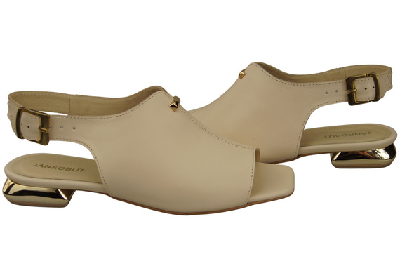 Pohodlná dámská obuv Sandály béžové Ploché zlaté podpatky Přírodní kůže 207 ElitaBut