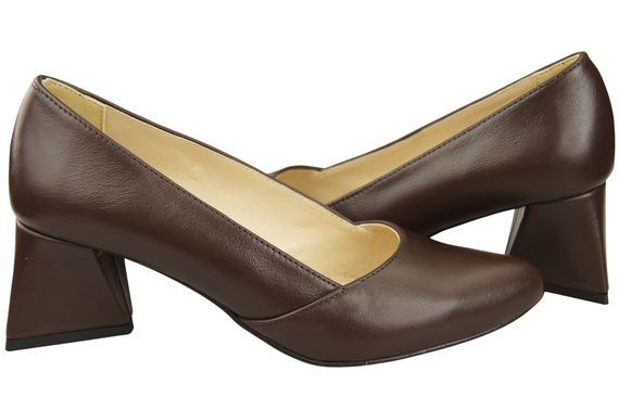 Dámské Lodičky Čokoláda Pravá Kůže Špičatá Špička Podpatek ElitaBut 221