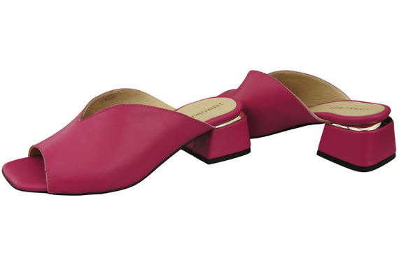 Dámské žabky na podpatku Fialová přírodní kůže 210 ElitaBut