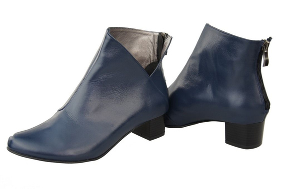 Dámská obuv Přírodní kožené kozačky Námořnická modrá 987 ElitaBut