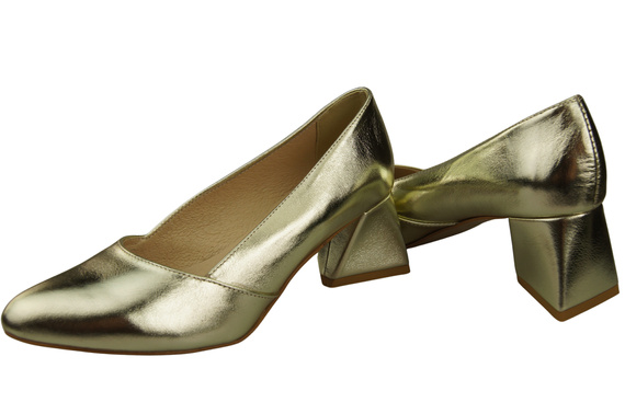 Dámské Lodičky Zlato Pravá Kůže Špičatá Špička Podpatek ElitaBut 221