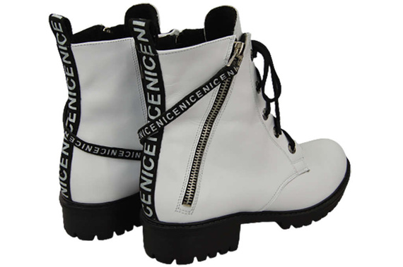 Obuv Dámské kozačky s nápisem NICE Přírodní kůže White 173 L ElitaBut