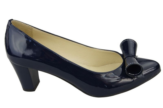Dámská obuv Dámské kožené lodičky Navy blue Lacquer 975 ElitaBut