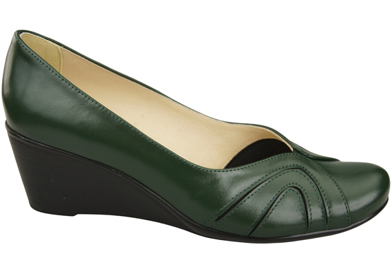 Boty na kotníku Emerald Green Dámské přírodní kožené lodičky 828 ElitaBut