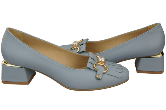 Dámská obuv Dámské lodičky se střapcem Světle modré Přírodní kůže 195 ElitaBut