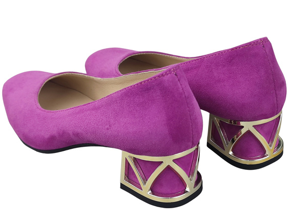 Pohodlné dámské boty Cyclamen lodičky s ozdobným podpatkem Přírodní semišová kůže 219 Od ElitaBut