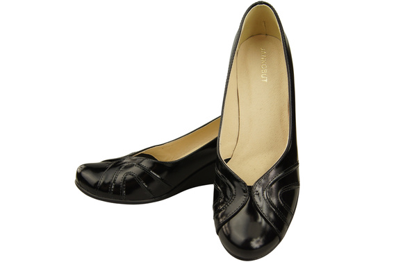 Kotníkové boty Černé třpytivé dámské kožené lodičky 828 ElitaBut