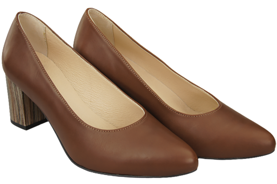 Dámská obuv Hnědá přírodní kůže s ozdobným podpatkem 157 ElitaBut