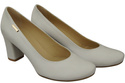 Dámské boty Classic White Natural Leather Almond Nose pumps 201 ElitaBut