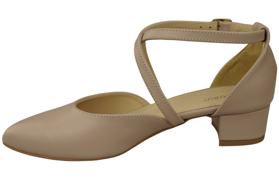 Dámské Sandály Kožené Cappuccino Pale s Pásky na Nízkém Podpatku 223 ElitaBut