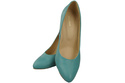 Dámská obuv Tyrkysové lodičky z přírodní kůže Barevný ozdobný podpatek 194 ElitaBut