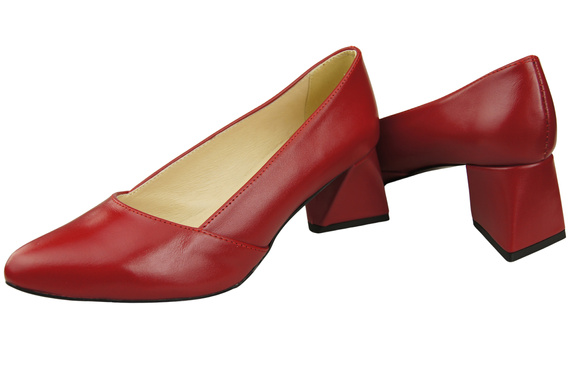 Dámské Lodičky Červená Pravá Kůže Špičatá Špička Podpatek ElitaBut 221