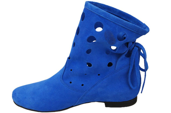 Obuv Dámské kozačky z přírodní kůže velur Modrá 160 ElitaBut