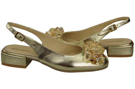 Dámská obuv Zlaté sandály s krystaly Přírodní kůže 215 ElitaBut