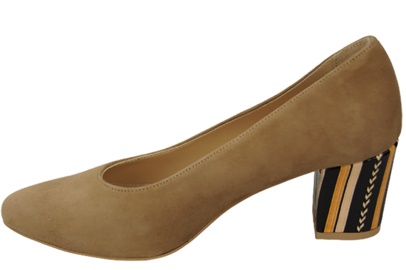 Dámská obuv Olive Natural Leather Suede Decorative Heel 158 With ElitaBut