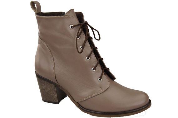 Obuv Dámské boty Cappuccino Dark Lace-up Winter Natural Leather 188 Z ElitaBut