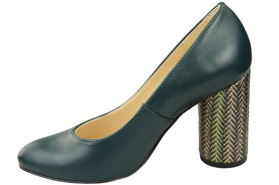 Dámská obuv Malachitové lodičky Přírodní kůže Barevný ornamentální podpatek 194 ElitaBut