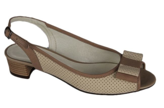 Dámská obuv Openwork Sandály z přírodní kůže Cappuccino Beige 731 ElitaBut