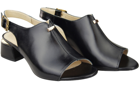 Dámská obuv Sandály černé lesklé zlaté přezky Přírodní kůže 198 ElitaBut