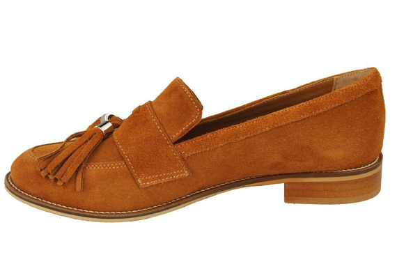 Dámská obuv Mokassins Natural Leather Velour Red 134 ElitaBut