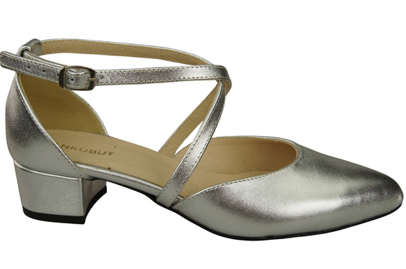 Dámské Sandály Kožené Silver s Pásky na Nízkém Podpatku 223 ElitaBut