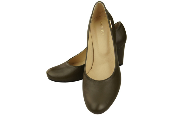 Dámské boty Classic Olive Natural Leather Almond Nose pumps 201 ElitaBut