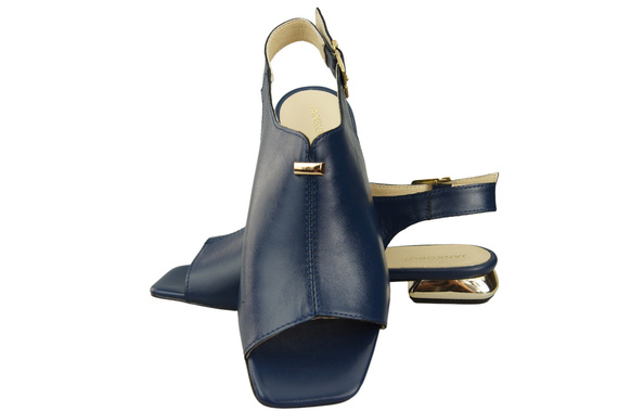 Pohodlná dámská obuv Sandály Navy Blue Flat Gold Heel Natural Leather 207 ElitaBut
