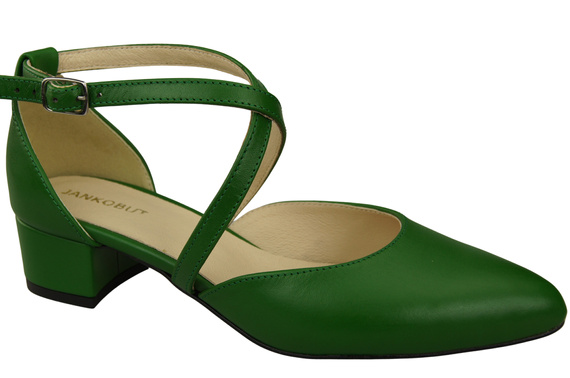 Dámské Sandály Kožené Zelená s Pásky na Nízkém Podpatku 223 ElitaBut