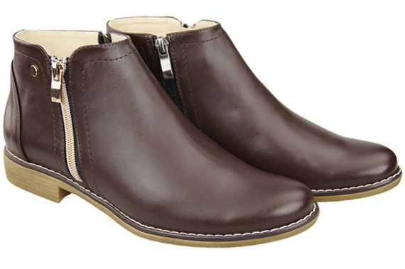 Jarní dámská obuv Kozačky z přírodní kůže Chocolate 872 ElitaBut