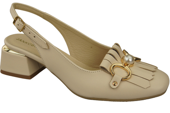 Dámská obuv Sandály Béžové zdobené třásněmi Přírodní kůže 208 ElitaBut