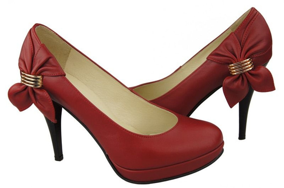 Dámská obuv Dámské lodičky na pantoflích z přírodní kůže Červená 976 ElitaBut