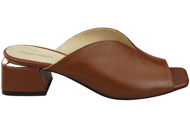 Dámská obuv Žabky na podpatku Hnědá přírodní kůže 210 ElitaBut