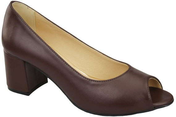 Dámská obuv PEEP TOE Chocolate pumps Přírodní kůže s potaženým podpatkem 192 ElitaBut