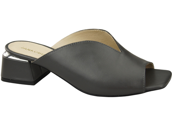 Dámská obuv Žabky na podpatku Graphite Natural Leather 210 ElitaBut