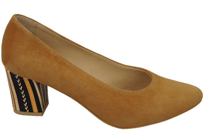 Dámská obuv červená semišová přírodní kůže s ozdobným podpatkem 158 s ElitaBut