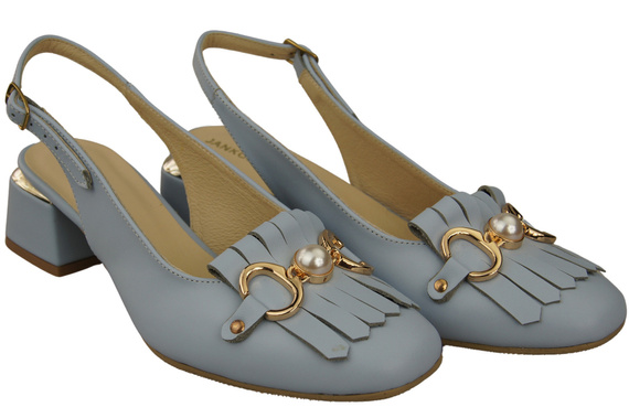 Dámská obuv Sandály světle modré s třásněmi Přírodní kůže 208 ElitaBut