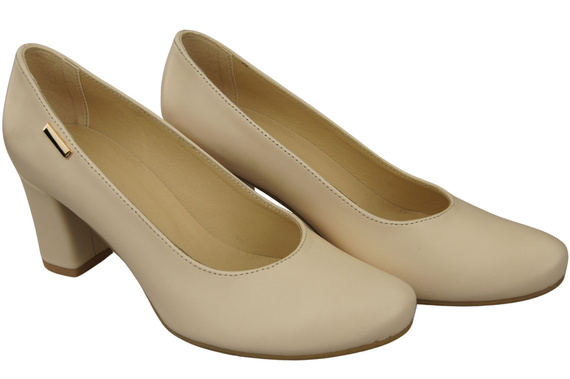 Dámská obuv Classic Beige Natural Leather Almond Nose pumps 201 ElitaBut