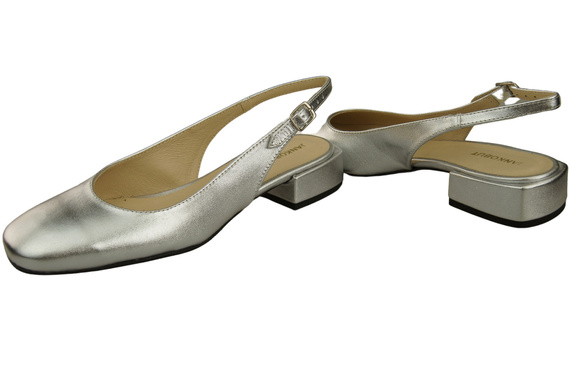 Dámská obuv Sandály Stříbrný plochý podpatek Přírodní kůže 206 ElitaBut