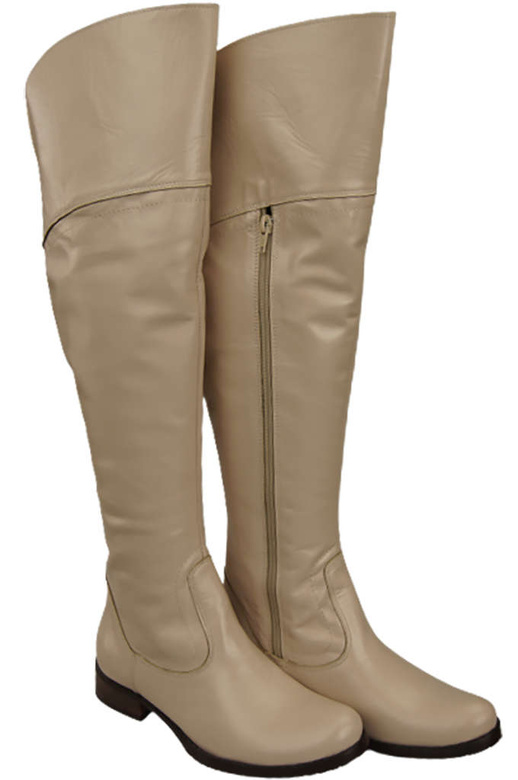 Dámské kozačky Cappuccino Bright Musketeers High over the knee natural leather 638 ElitaBut
