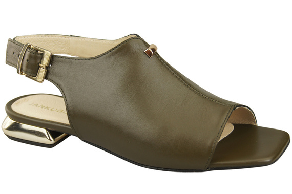 Pohodlné dámské sandály Olive Flat Gold Heel Natural Leather 207 ElitaBut
