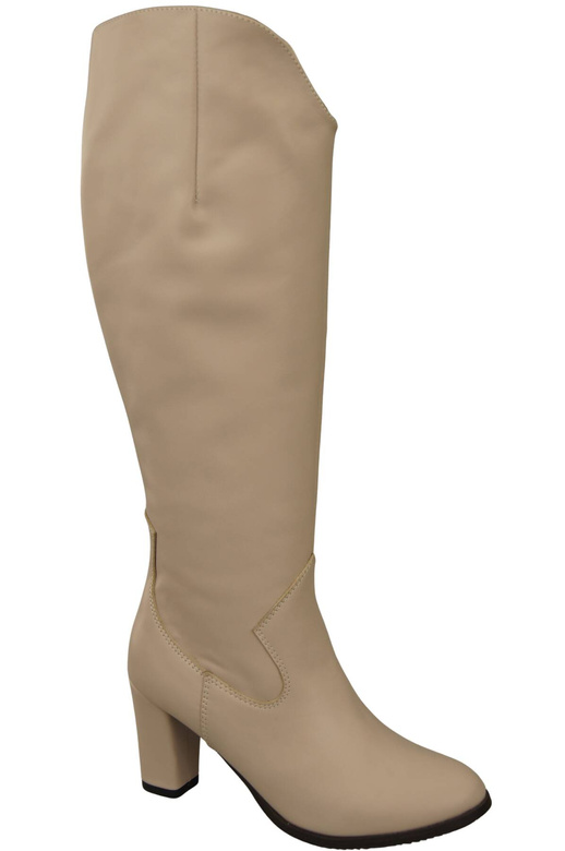 Stylová obuv Dámské kozačky Cappuccino Light On Stiletto přírodní kůže 211 ElitaBut