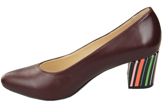 Dámské boty Bordó boty z přírodní kůže s ozdobným podpatkem 158 ElitaBut