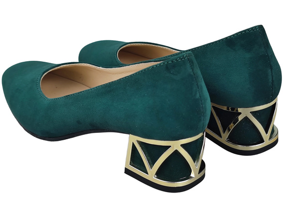 Pohodlné dámské boty Zelená lodičky s ozdobným podpatkem Přírodní semišová kůže 219 Od ElitaBut