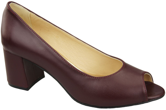 Dámská obuv PEEP TOE pumps Maroon Přírodní kůže s potaženým podpatkem 192 ElitaBut